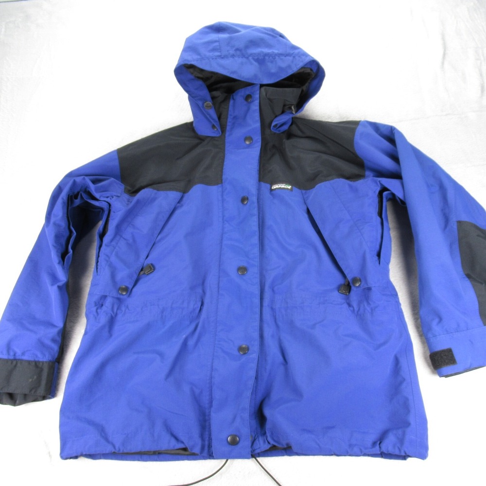 Sportif Gore Tex Jacket Men Small Blue Waterprooof Snap Zip Hooded Parka VTG